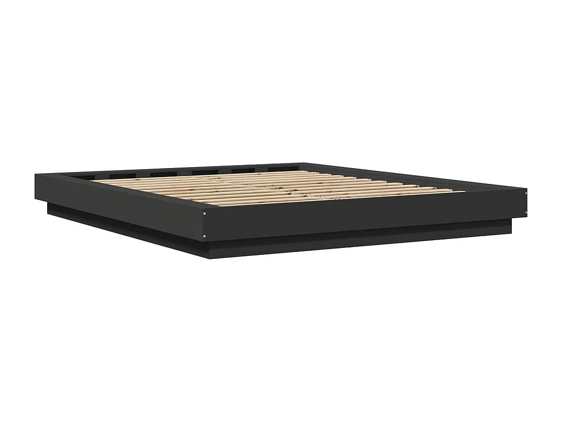 Estrutura cama c/ luzes LED 160x200 cm derivados madeira preto