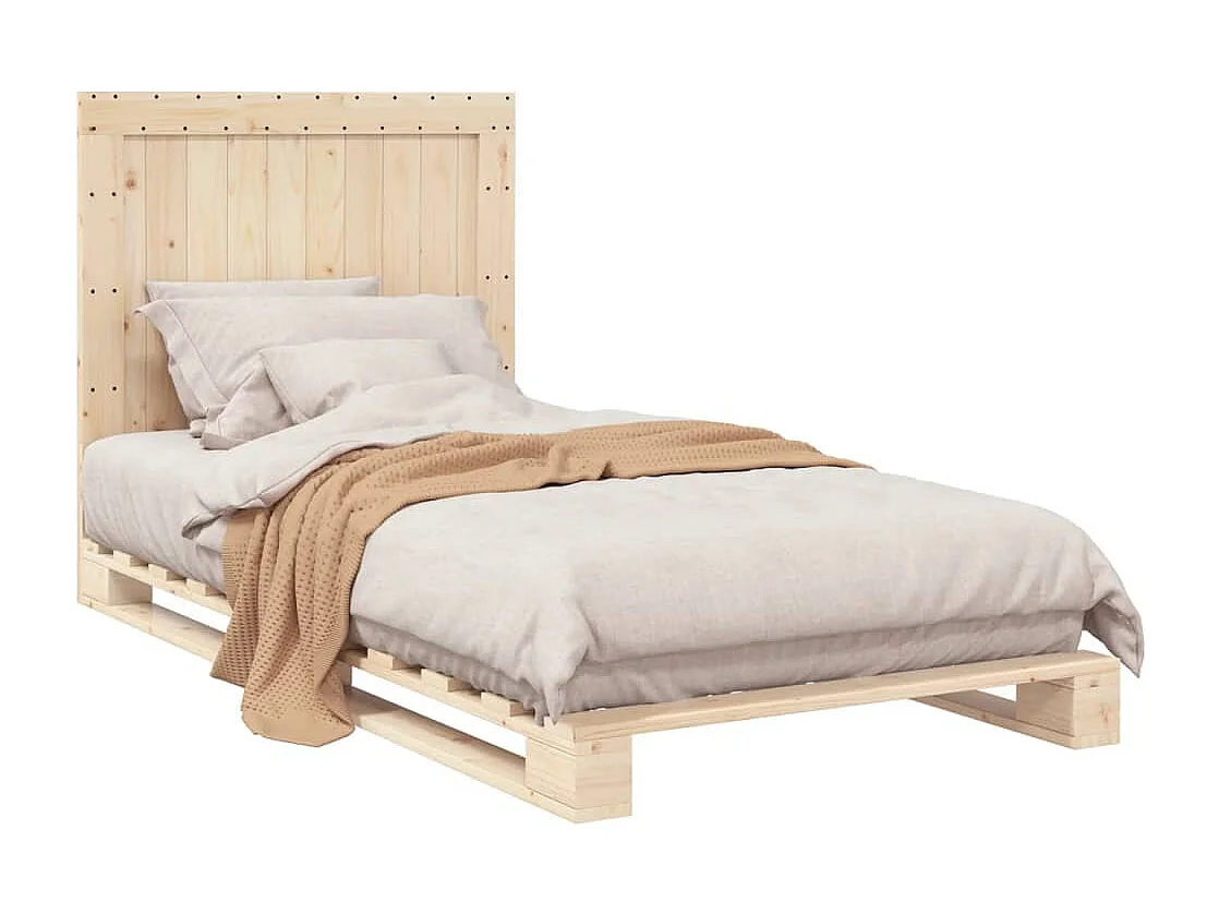 Estrutura de cama com cabeceira 100x200cm pinho maciço