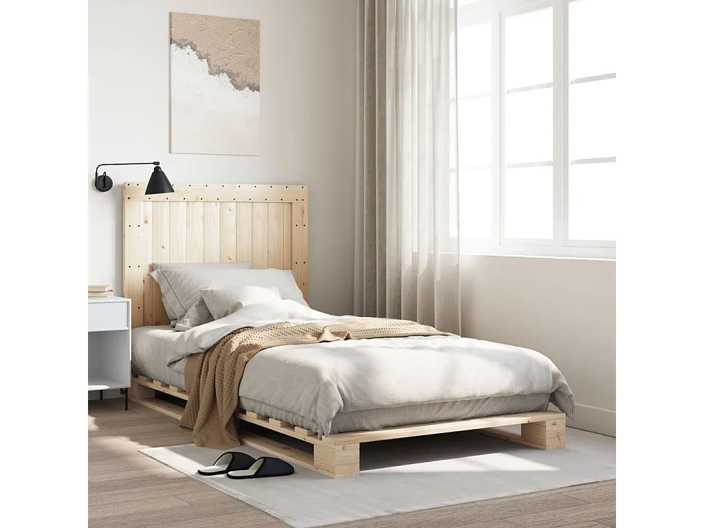 Estructura de cama con cabecero madera maciza pino 100x200 cm