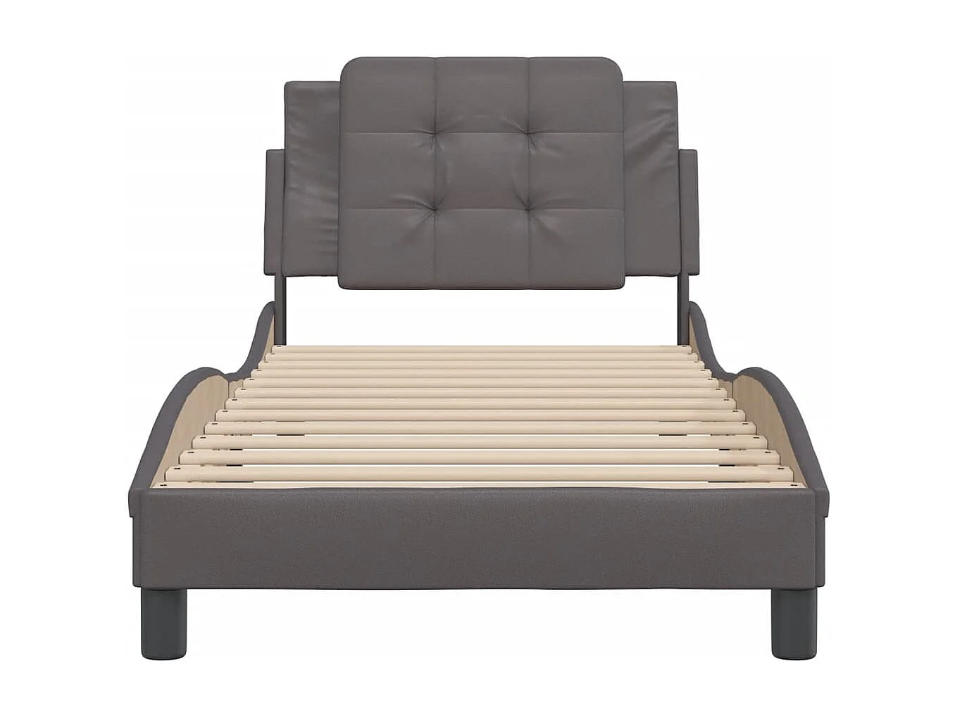 Estructura de cama con cabecero cuero sintético gris 100x200 cm