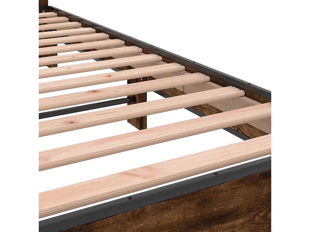Cadre de lit chêne fumé 140x200 cm bois d'ingénierie et métal