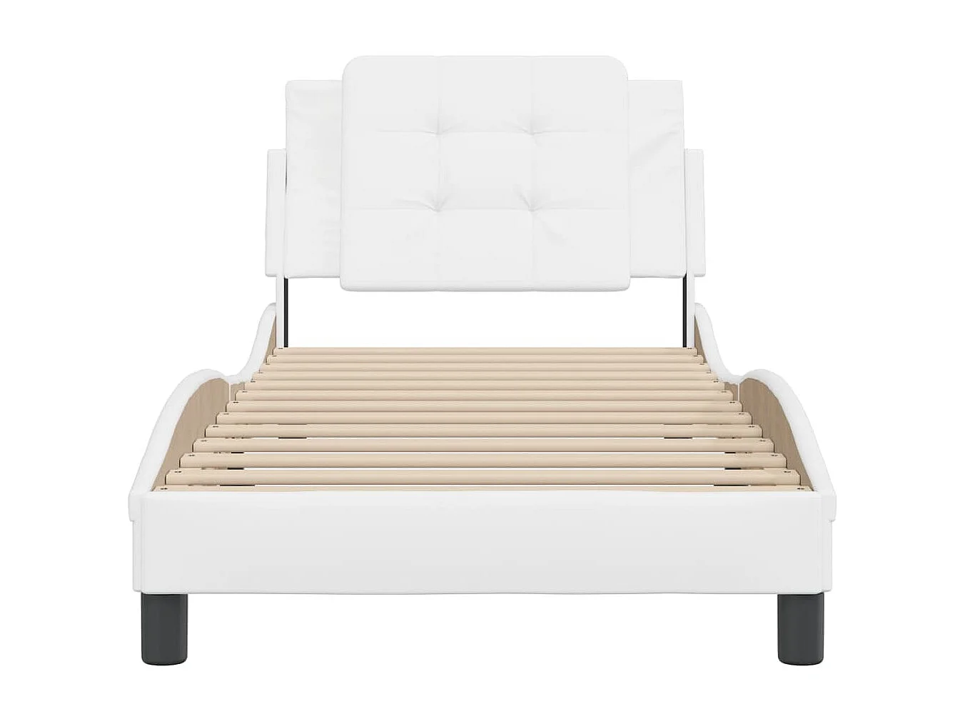 Estructura de cama con cabecero cuero sintético blanco 90x190cm