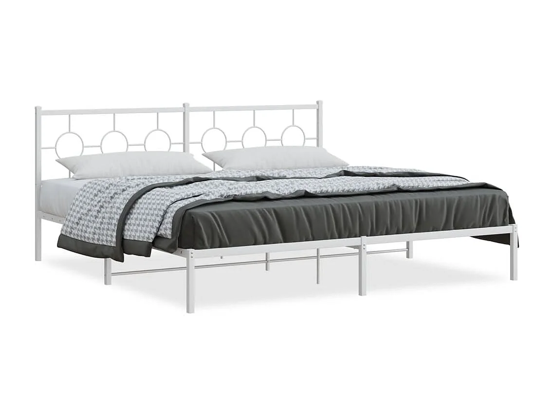 Estructura de cama con cabecero metal blanca 200x200 cm
