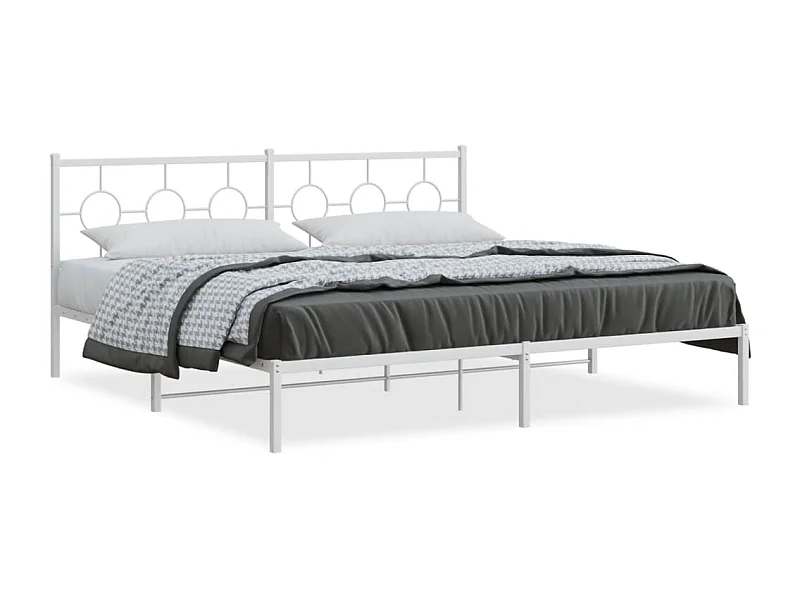 Estructura de cama con cabecero metal blanca 200x200 cm