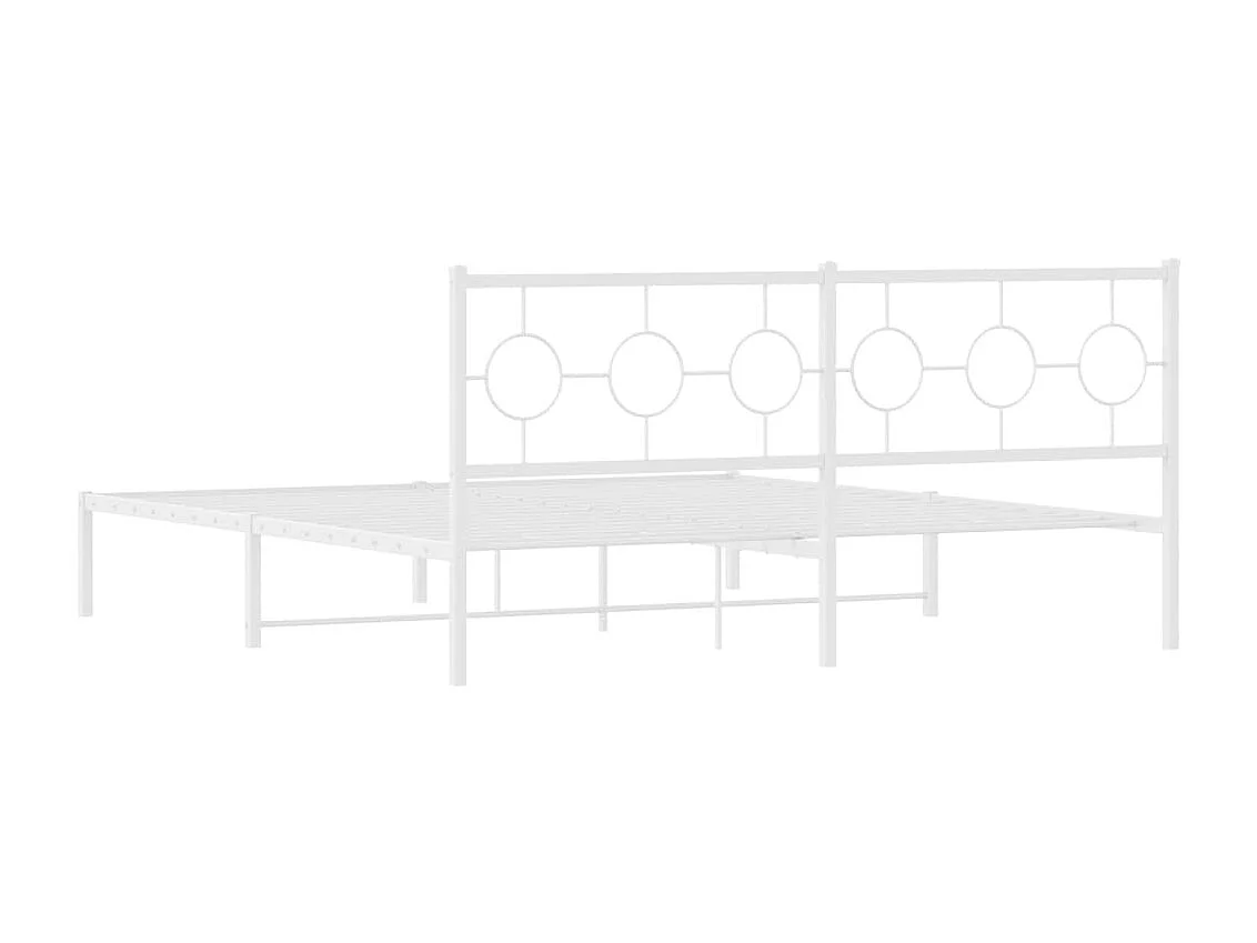 Estructura de cama de metal con cabecero blanco 180x200 cm