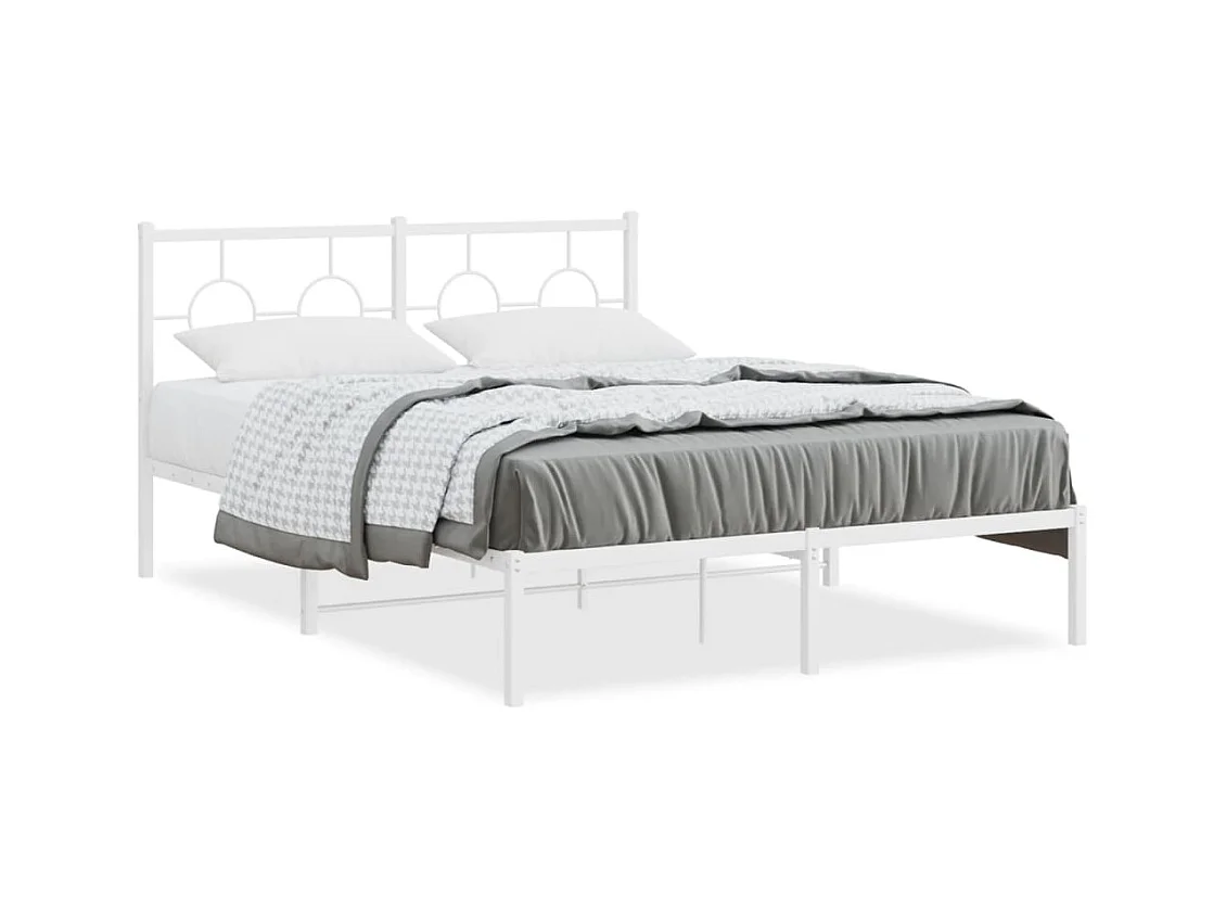 Estrutura de cama com cabeceira 140x190 cm metal branco