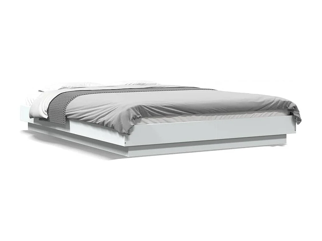 Estructura de cama con LED madera ingeniería blanco 140x200 cm