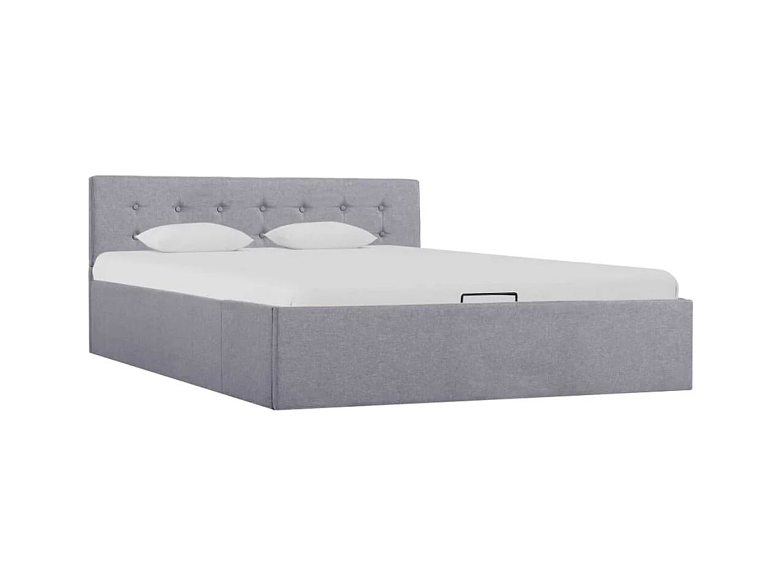 Cama hidráulica c/ arrumação 140x200cm tecido cinza-escuro