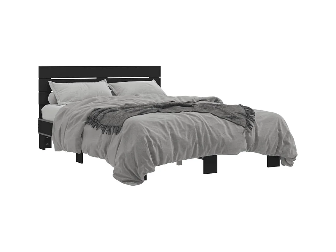 Estructura de cama madera de ingeniería y metal negro 135x190cm