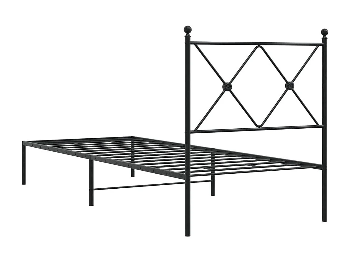 Estrutura de cama com cabeceira 75x190 cm metal preto