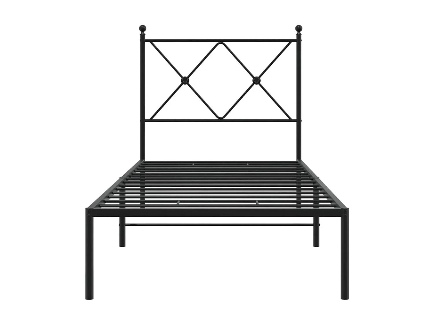 Cadre de lit métal avec tête de lit noir 75x190 cm