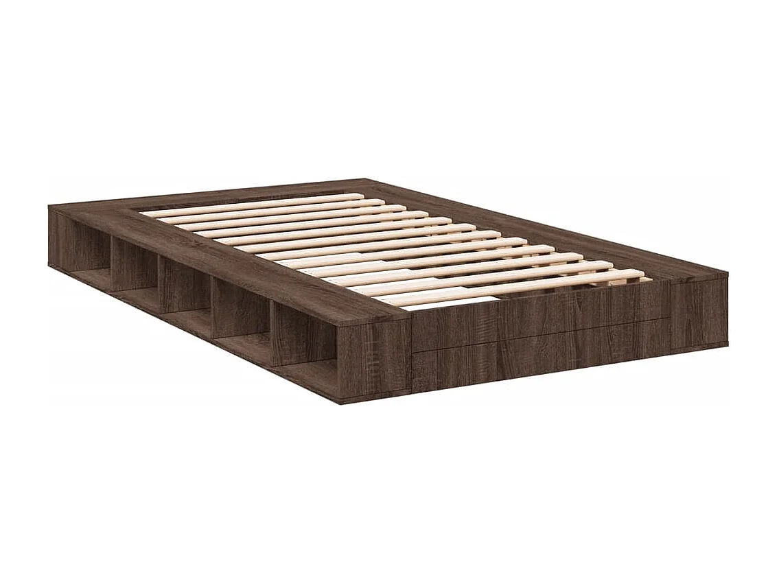 Cadre de lit chêne marron 120x190 cm bois d'ingénierie