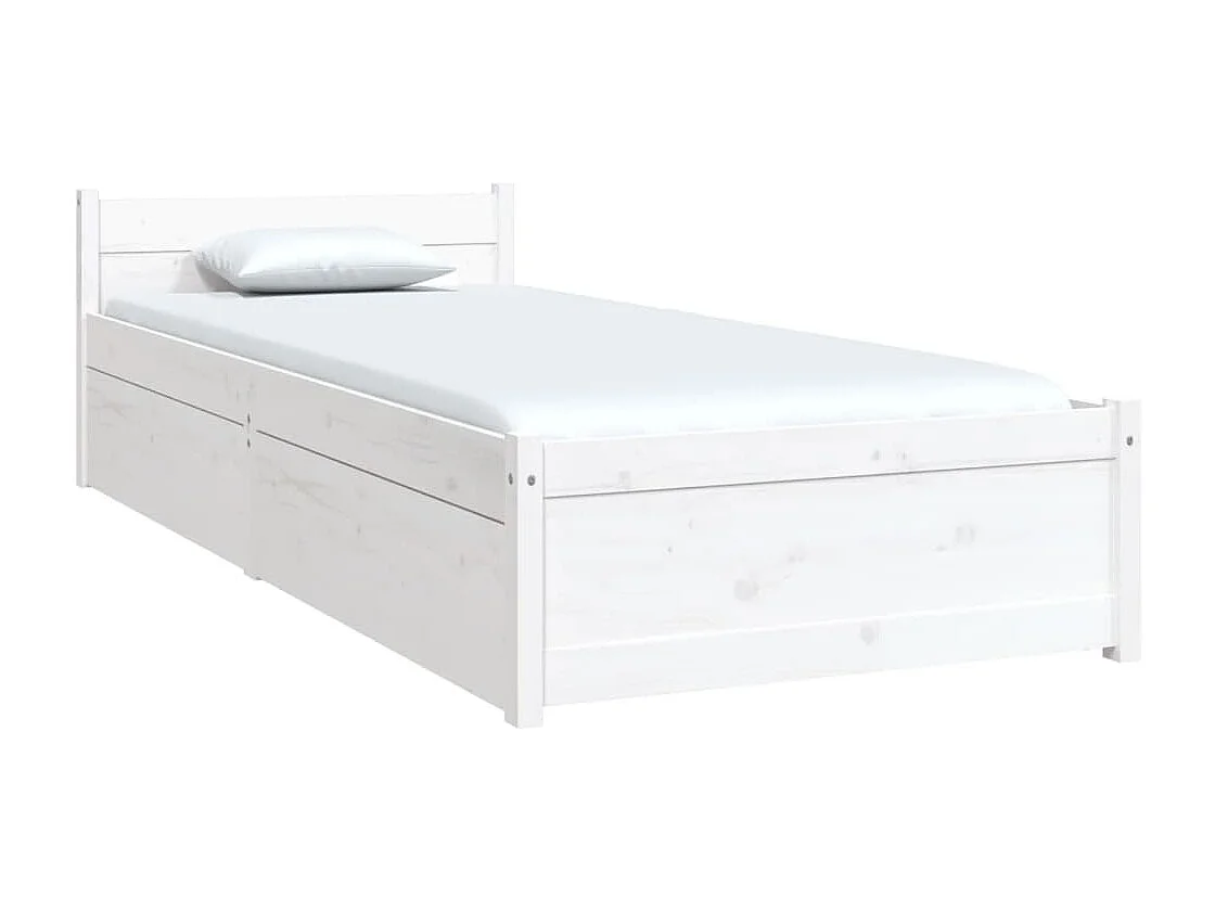 Cadre de lit avec tiroirs Blanc 75x190 cm Petit simple