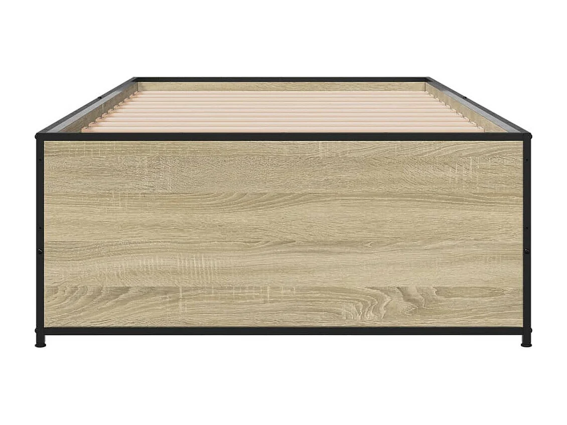 Cadre de lit chêne sonoma 75x190 cm bois d'ingénierie et métal