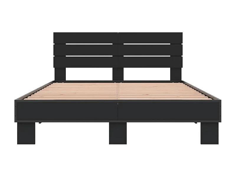 Estrutura de cama 140x200 cm derivados de madeira/metal preto