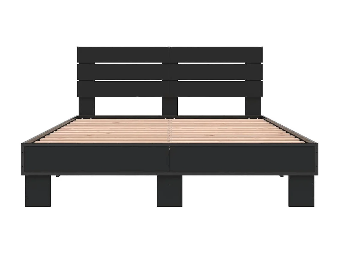 Estructura de cama madera de ingeniería y metal negro 140x200cm
