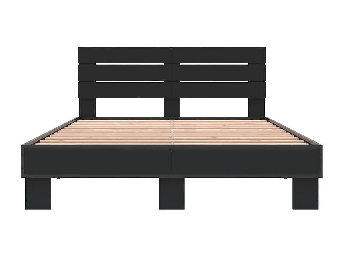Estructura de cama madera de ingeniería y metal negro 140x200cm