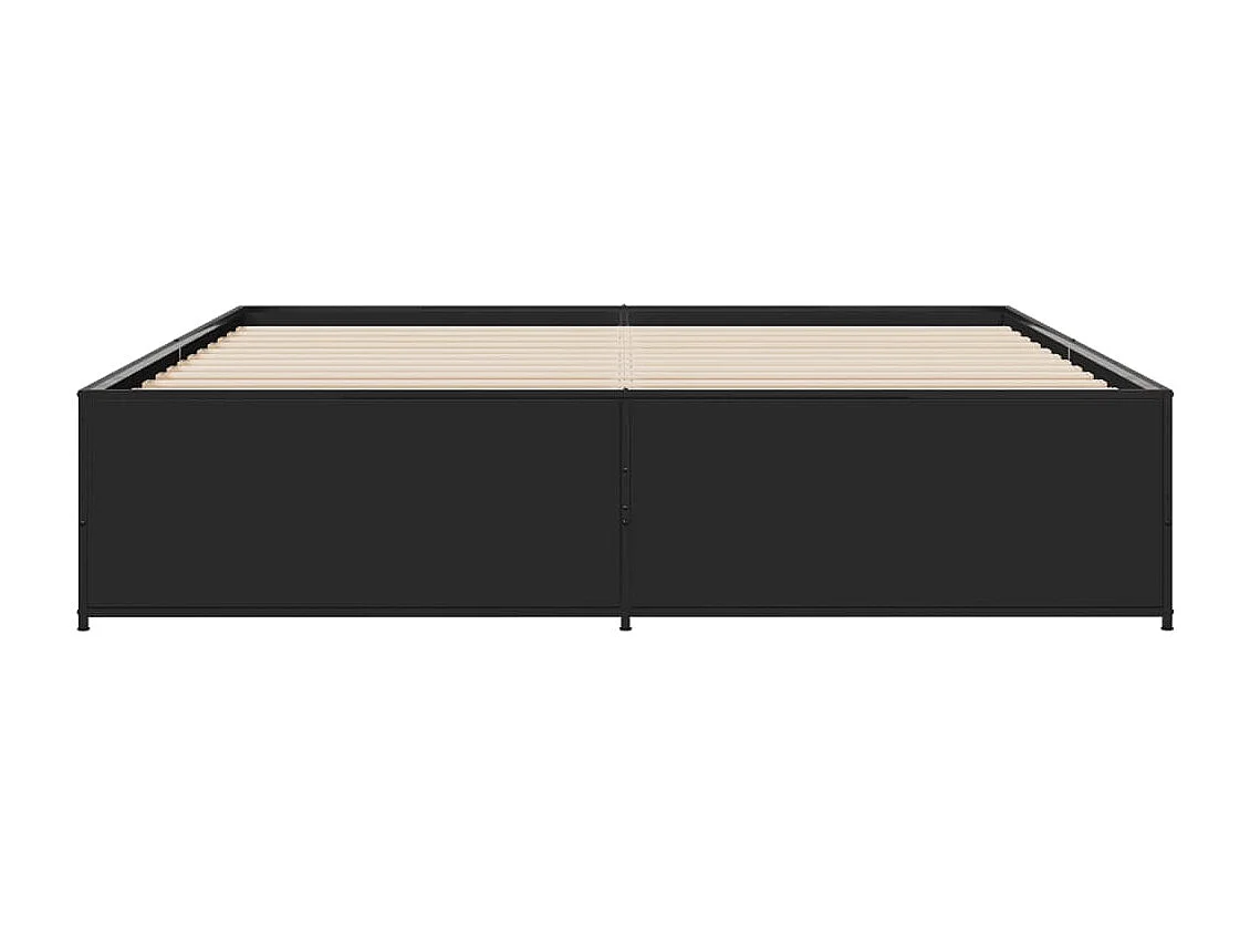 Estructura de cama madera de ingeniería y metal negro 200x200cm