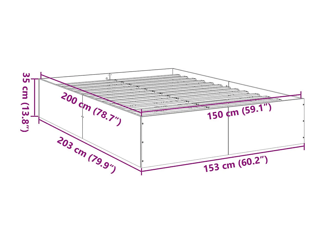 Estrutura de cama 150x200 cm derivados de madeira branco