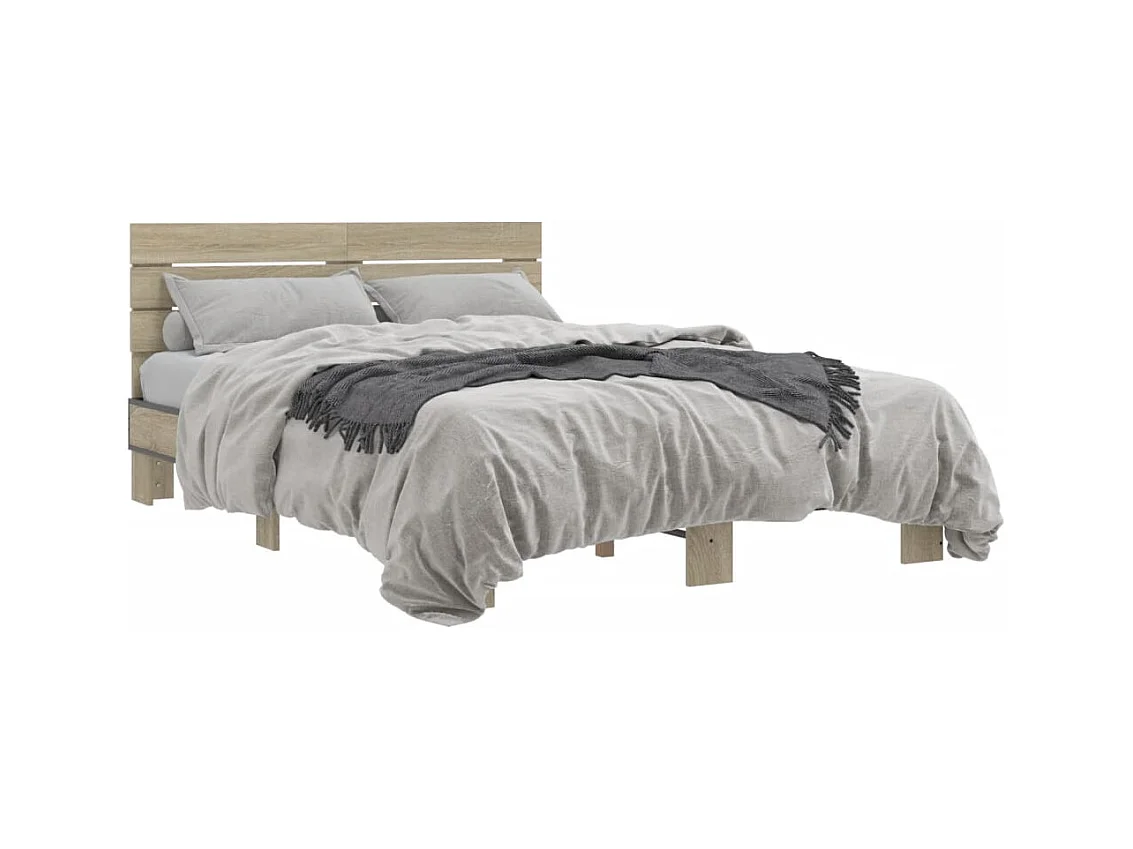 Cadre de lit chêne sonoma 140x190 cm bois d'ingénierie et métal