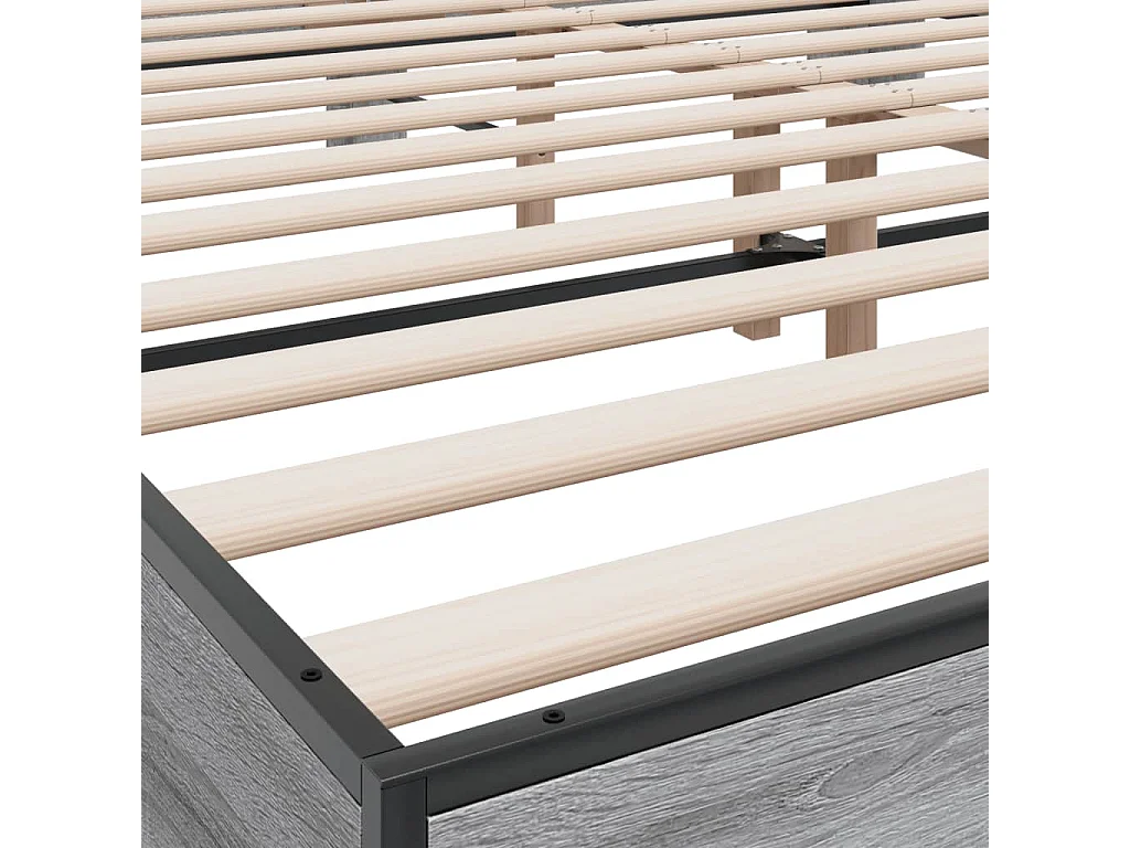 Cadre de lit sonoma gris 200x200 cm bois d'ingénierie et métal