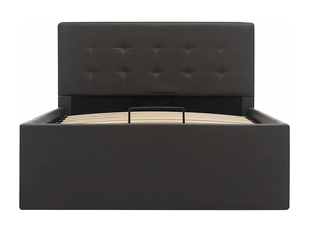 Cama hidráulica c/ arrumação 100x200cm couro artificial cinza