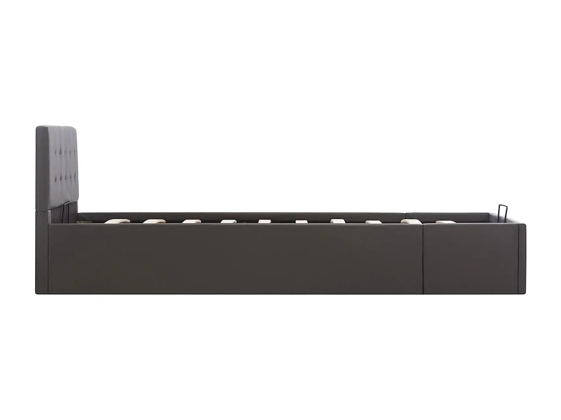 Cama hidráulica c/ arrumação 100x200cm couro artificial cinza