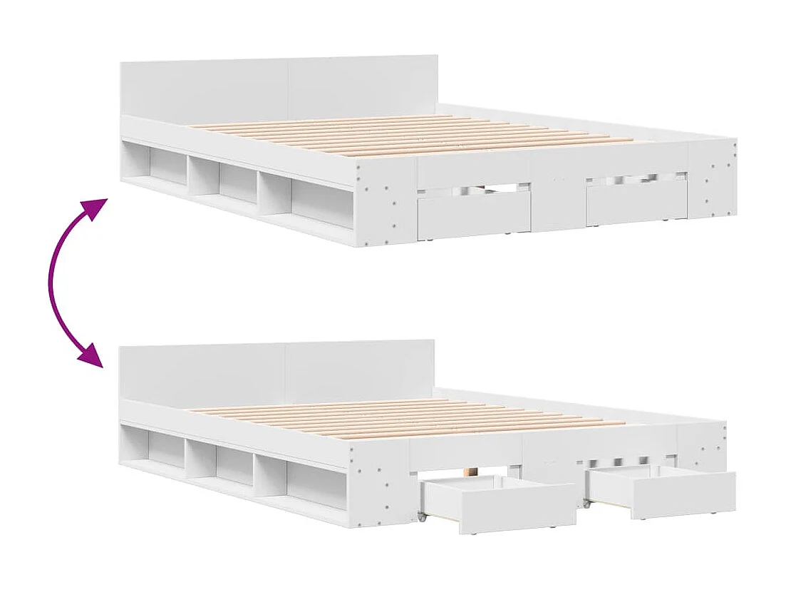 Estrutura de cama c/ gavetas 150x200cm derivados madeira branco