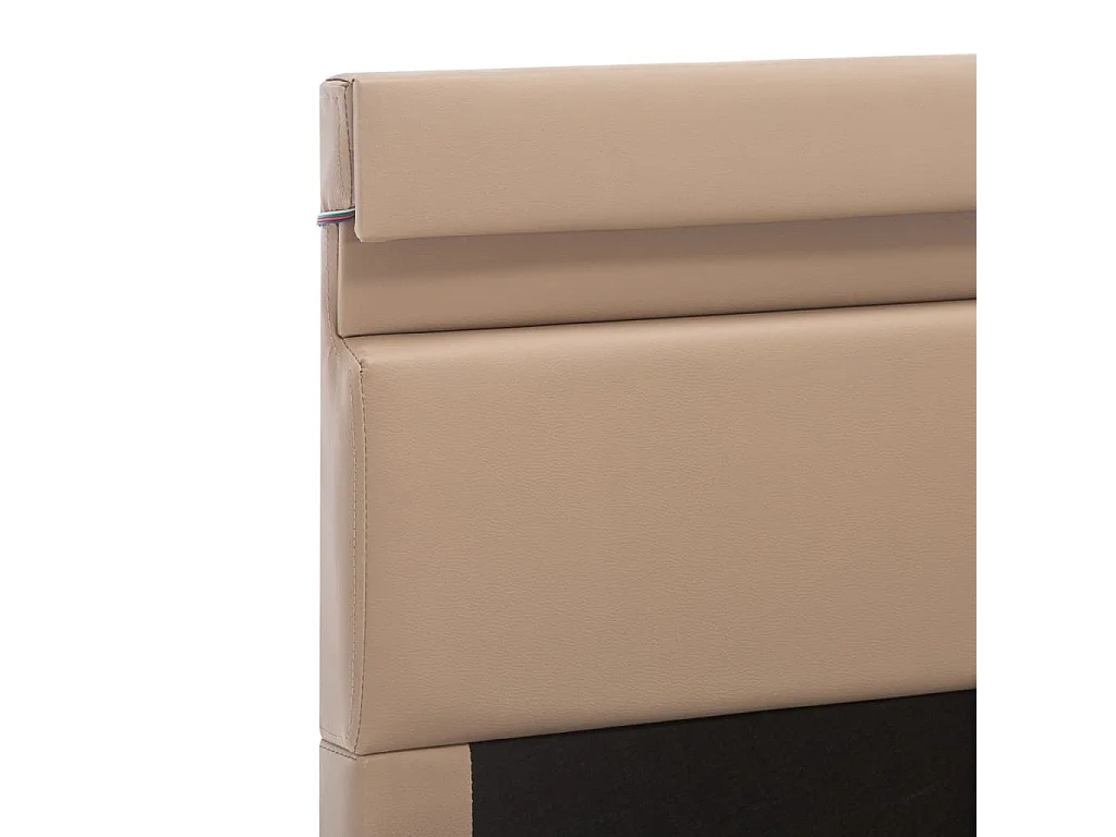 Cama canapé hidráulica LED cuero sintético capuchino 90x200 cm