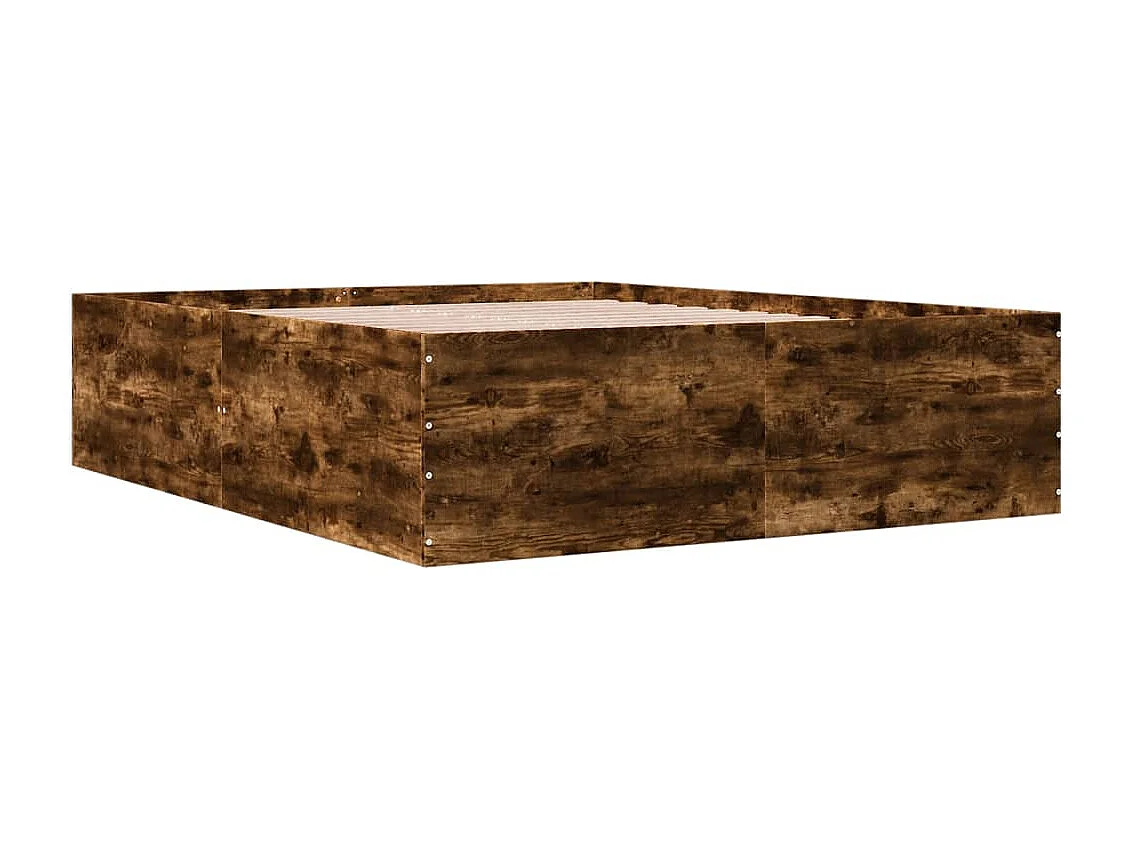 Cadre de lit chêne fumé 160x200 cm bois d'ingénierie