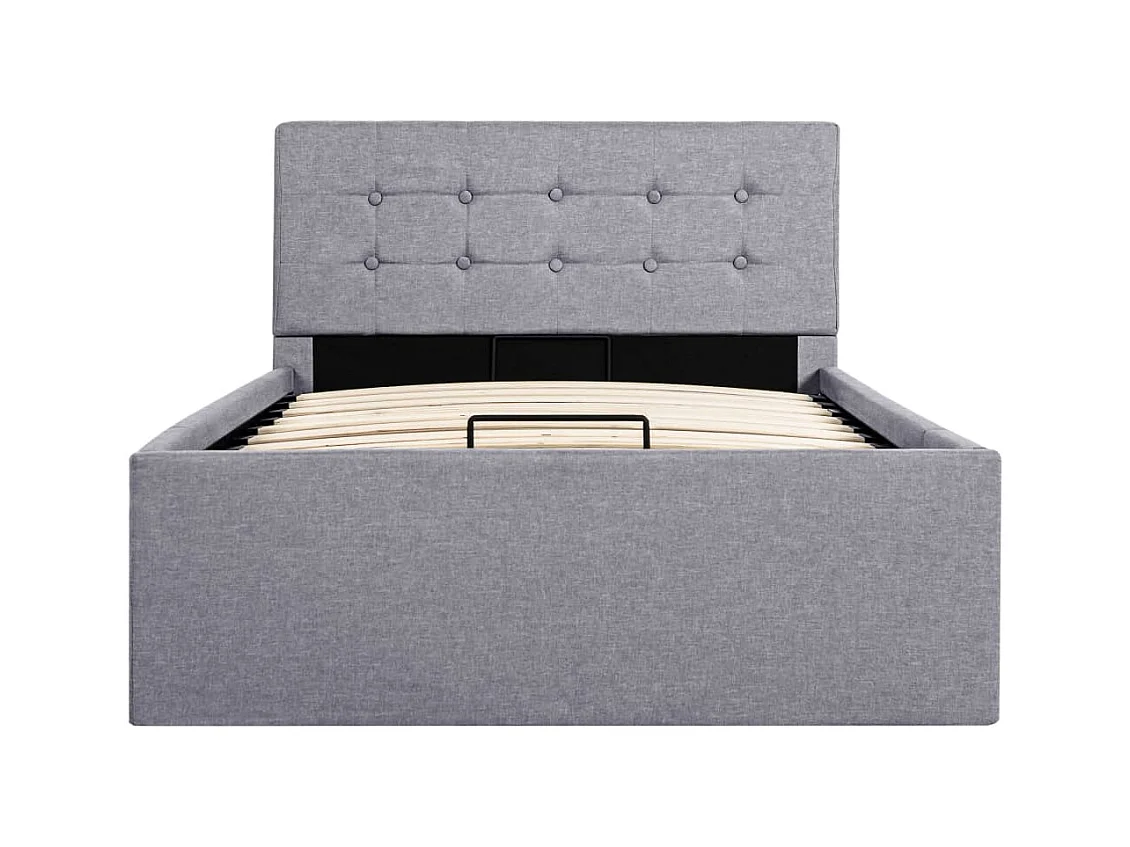 Cadre de lit à stockage hydraulique Gris clair Tissu 90x200 cm