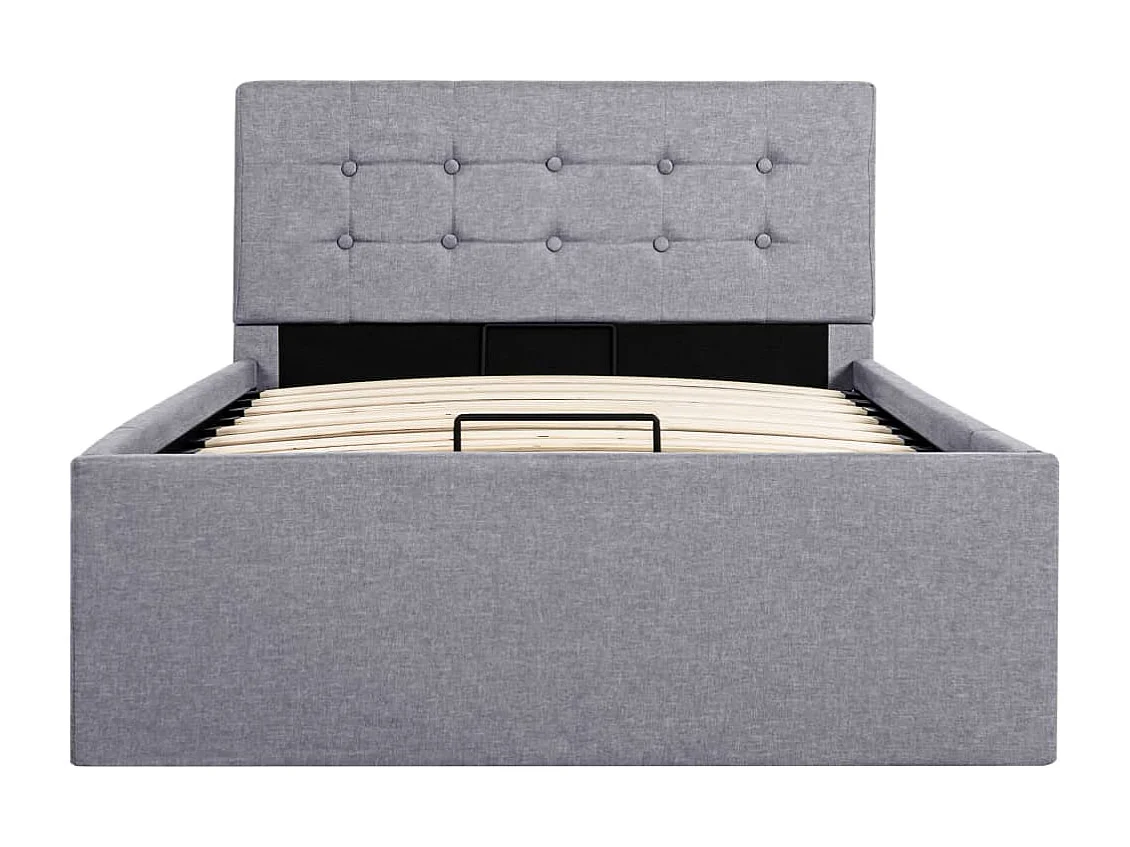 Cama canapé hidráulica con almacenaje tela gris claro 90x200cm