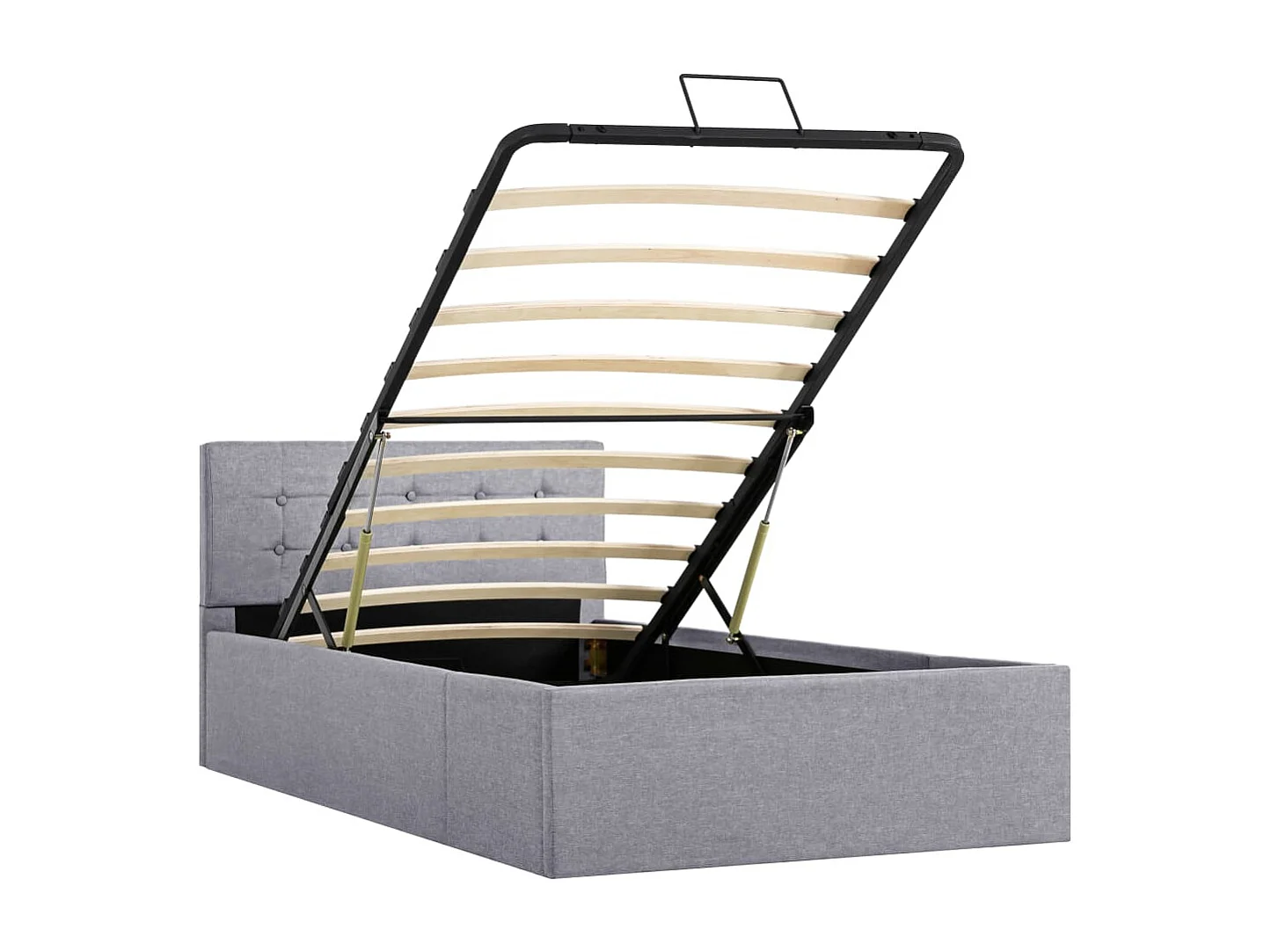 Cama canapé hidráulica con almacenaje tela gris claro 90x200cm