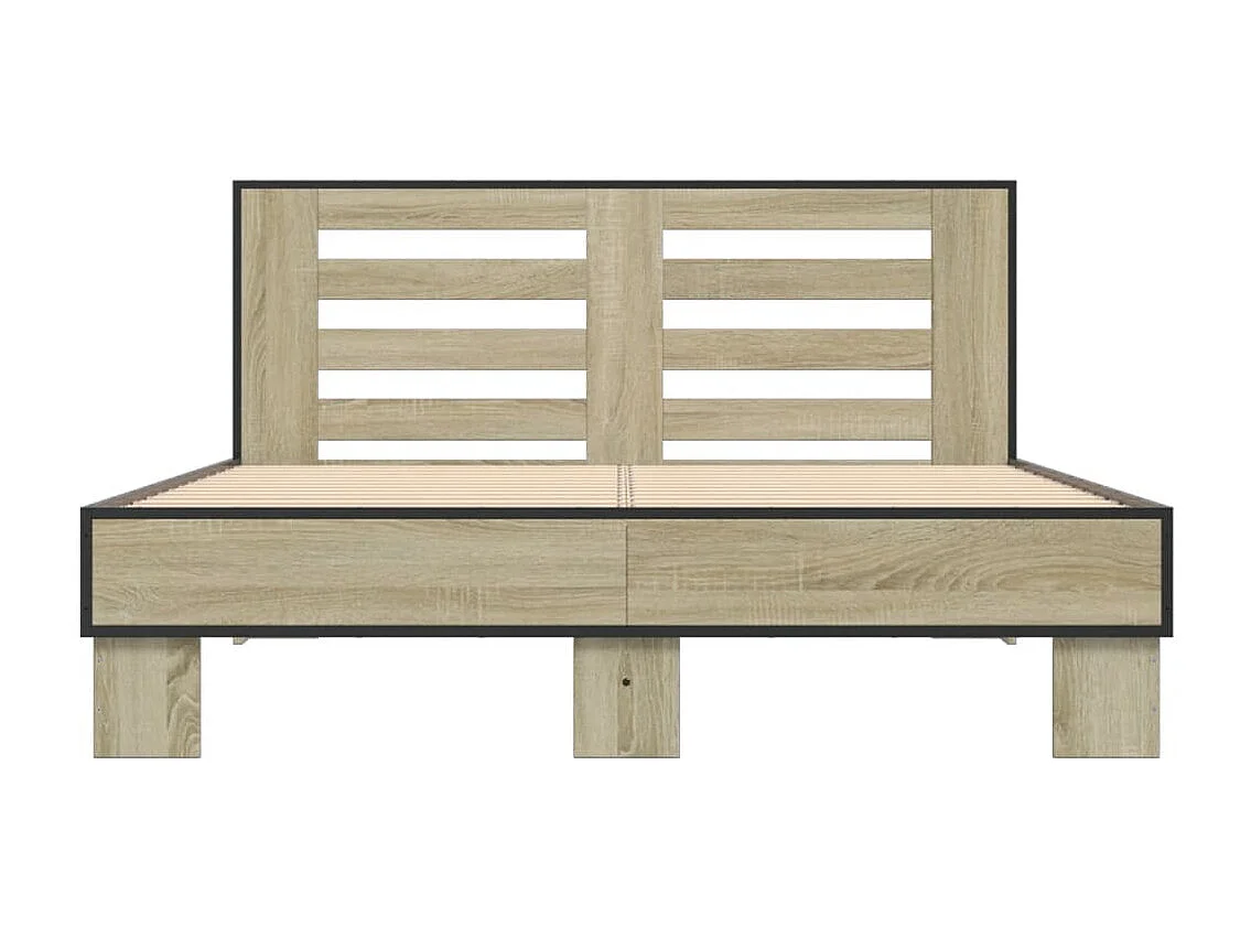 Estructura cama madera ingeniería metal roble Sonoma 140x200 cm