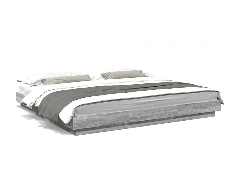Estructura cama con luces LED madera gris Sonoma 180x200 cm
