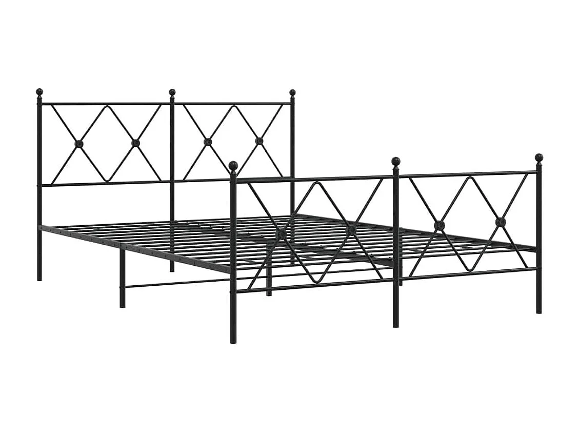Cadre de lit métal avec tête de lit/pied de lit noir 140x190 cm