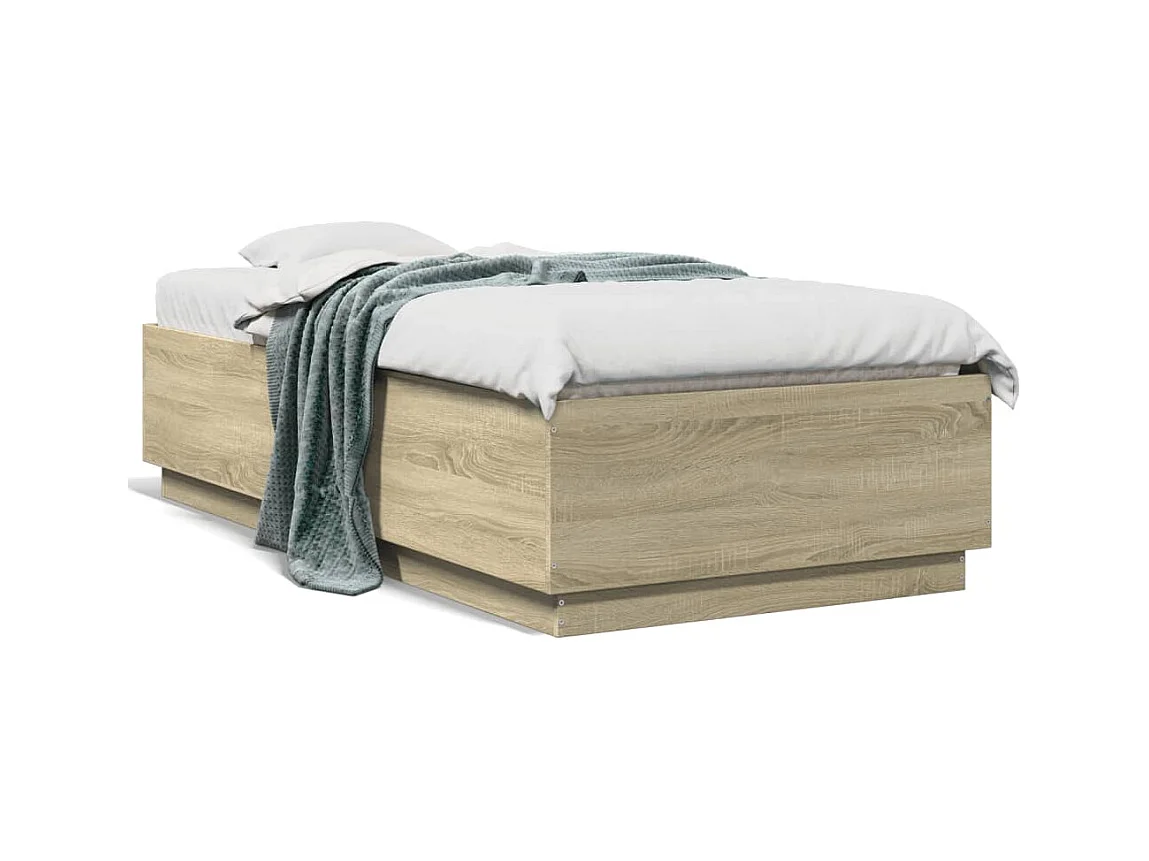 Estructura cama con luces LED madera roble Sonoma 90x190 cm