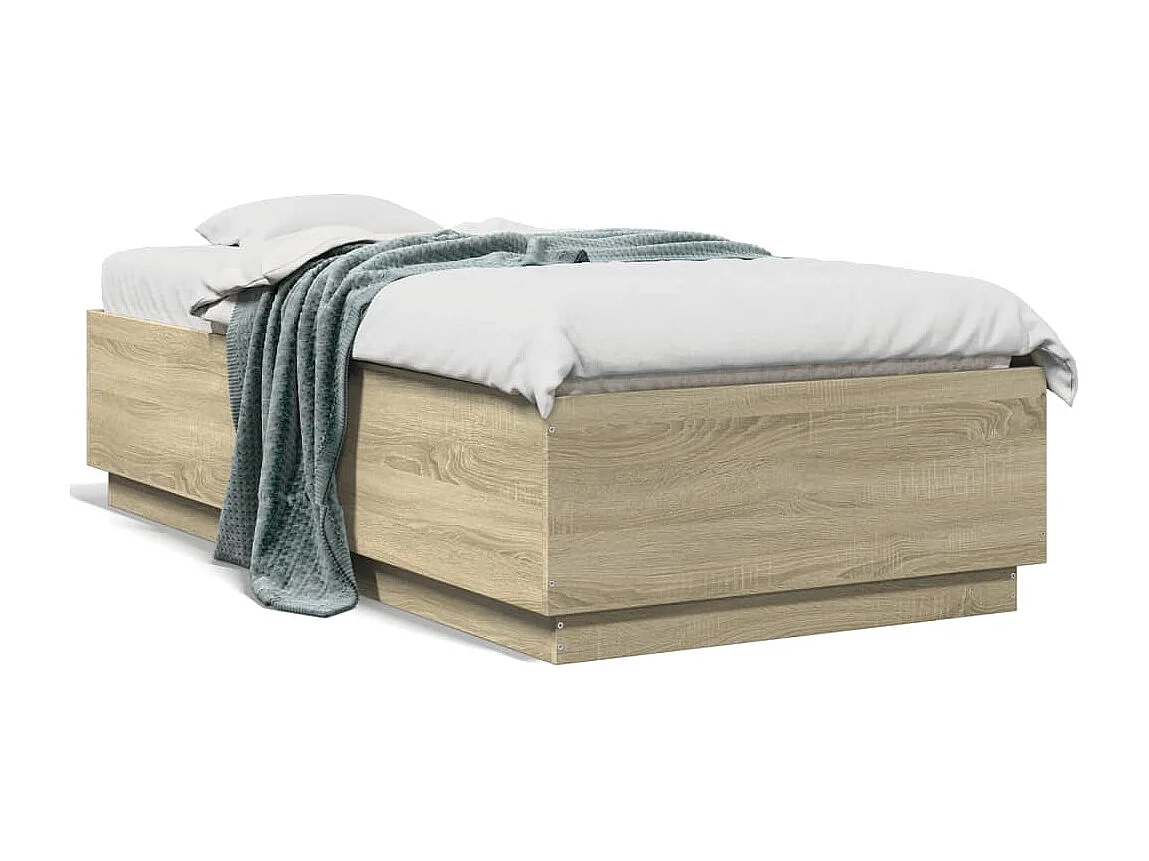 Estructura cama con luces LED madera roble Sonoma 90x190 cm