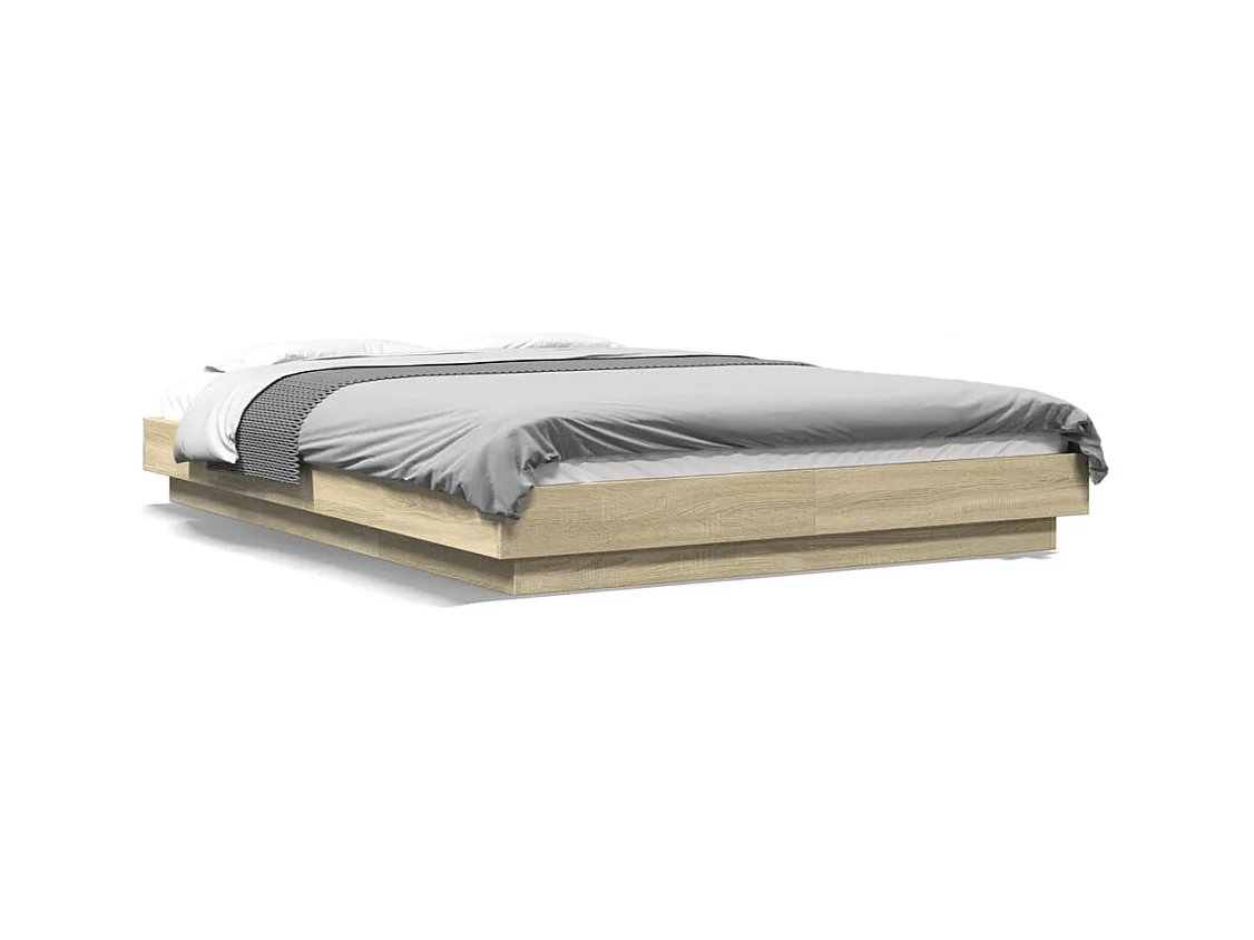 Cadre de lit chêne sonoma 140x190 cm bois d'ingénierie