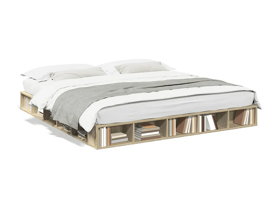 Estructura de cama madera de ingeniería roble Sonoma 200x200 cm