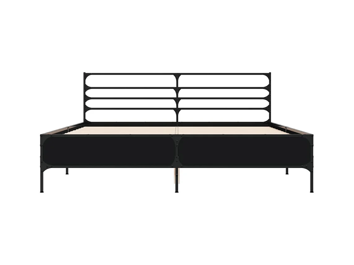 Estructura de cama madera de ingeniería y metal negro 150x200cm