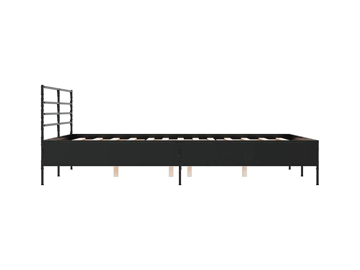 Estructura de cama madera de ingeniería y metal negro 150x200cm