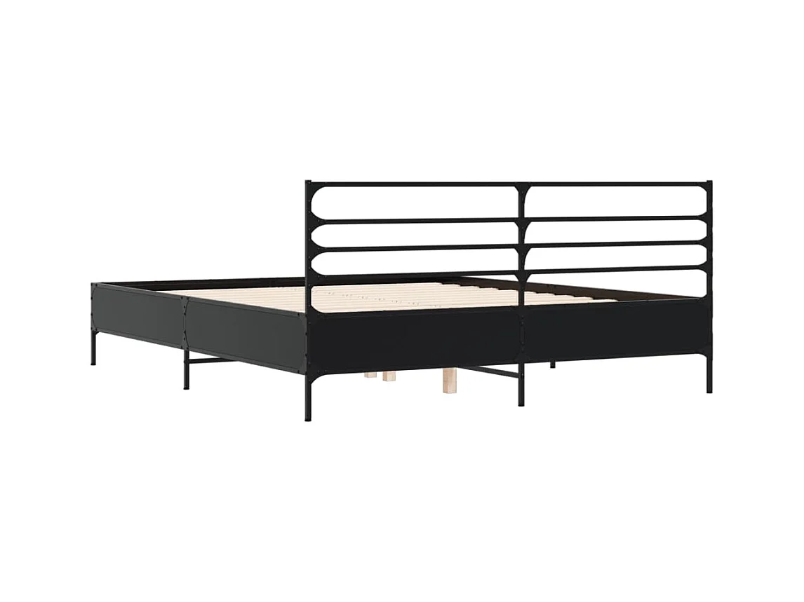 Estructura de cama madera de ingeniería y metal negro 150x200cm
