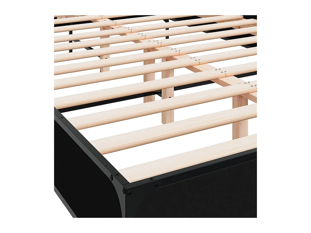 Estructura de cama madera de ingeniería y metal negro 150x200cm