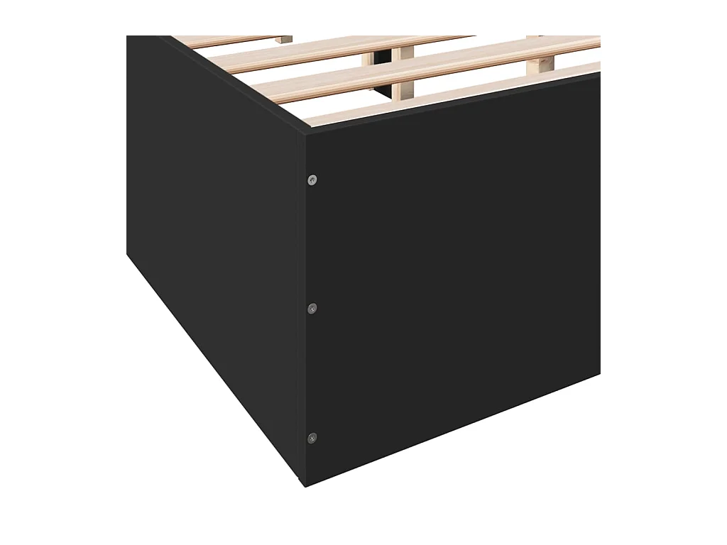 Cadre de lit noir 160x200 cm bois d'ingénierie