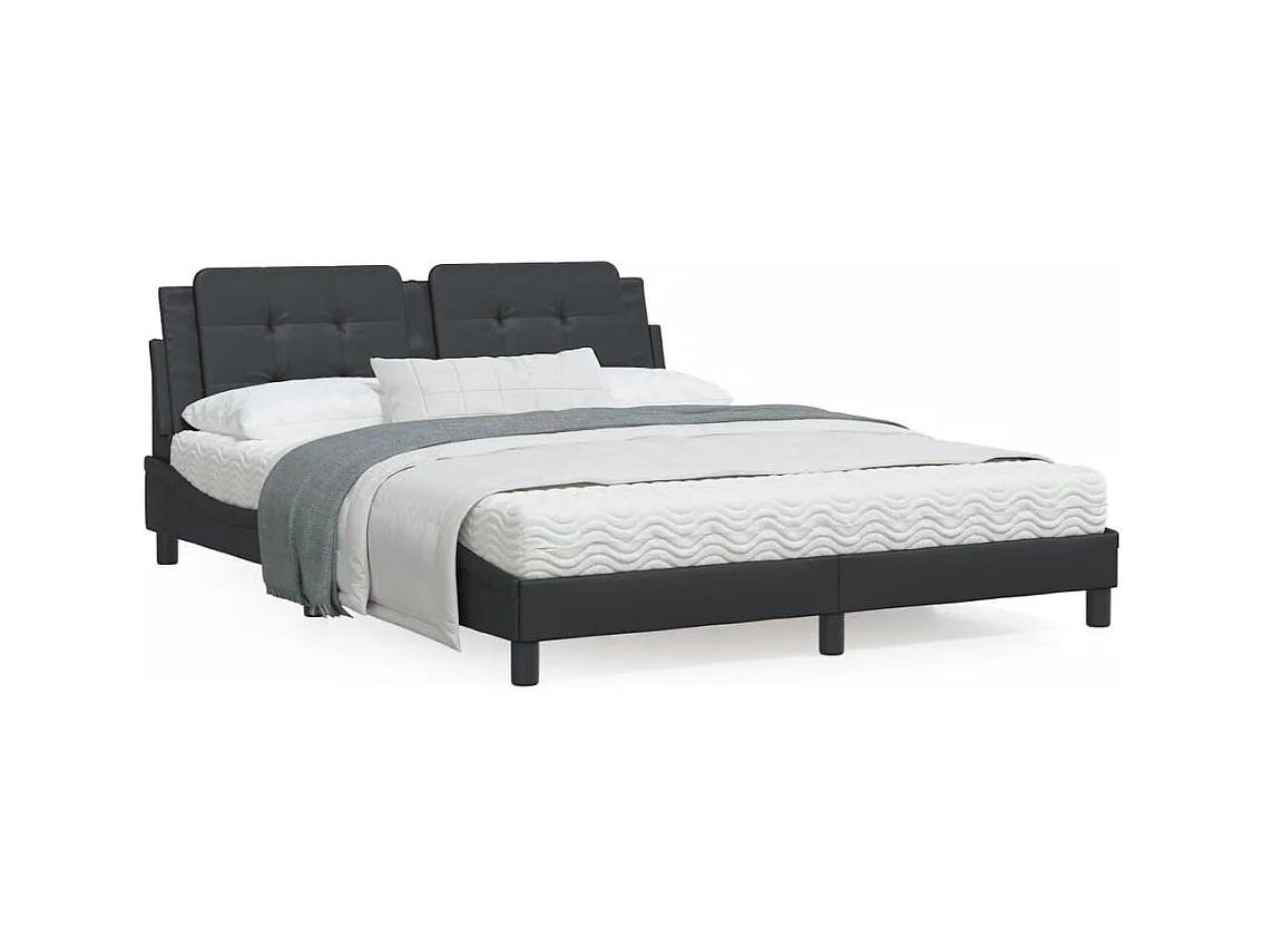 Lit avec matelas noir 160x200 cm similicuir