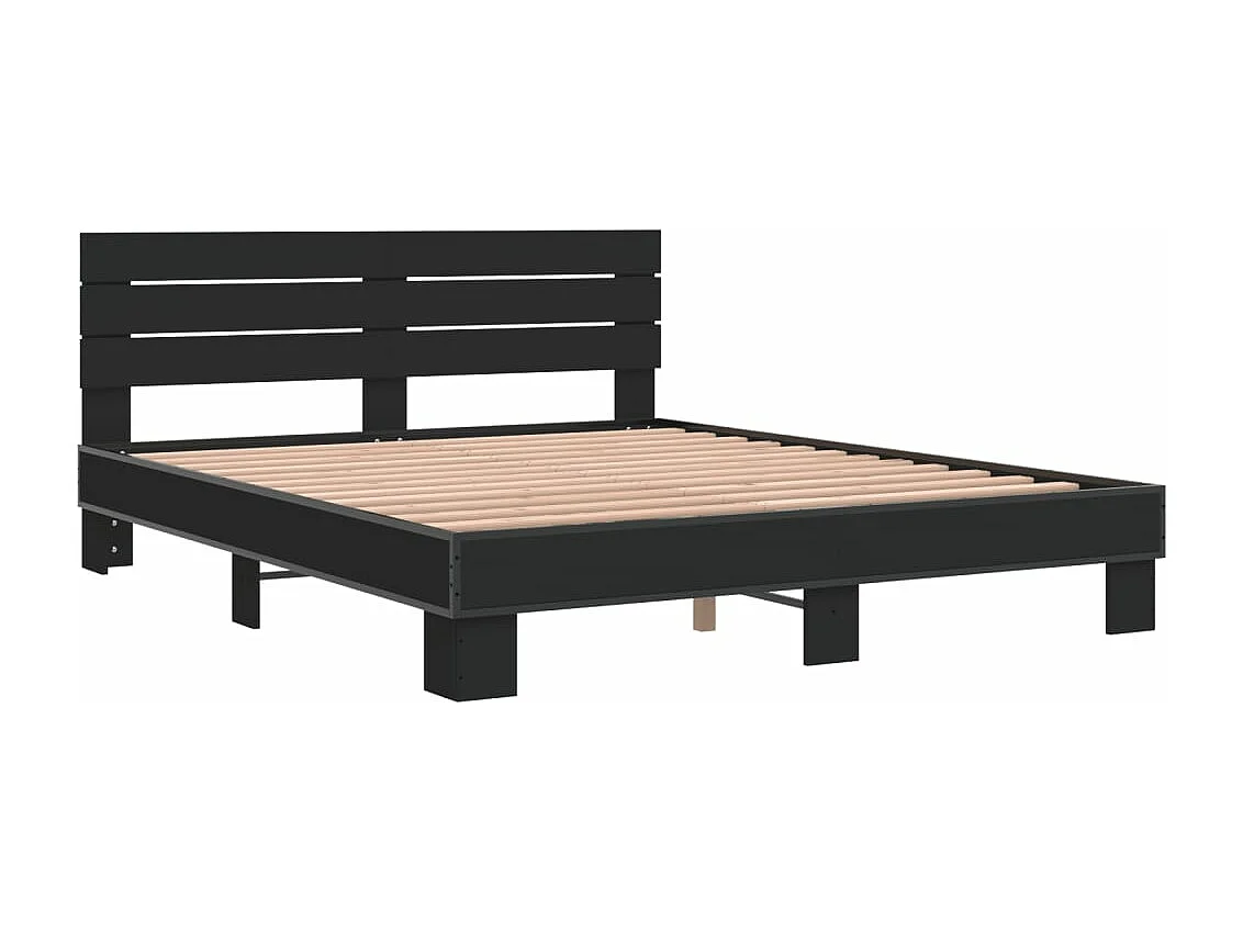 Estrutura de cama 150x200 cm derivados de madeira/metal preto
