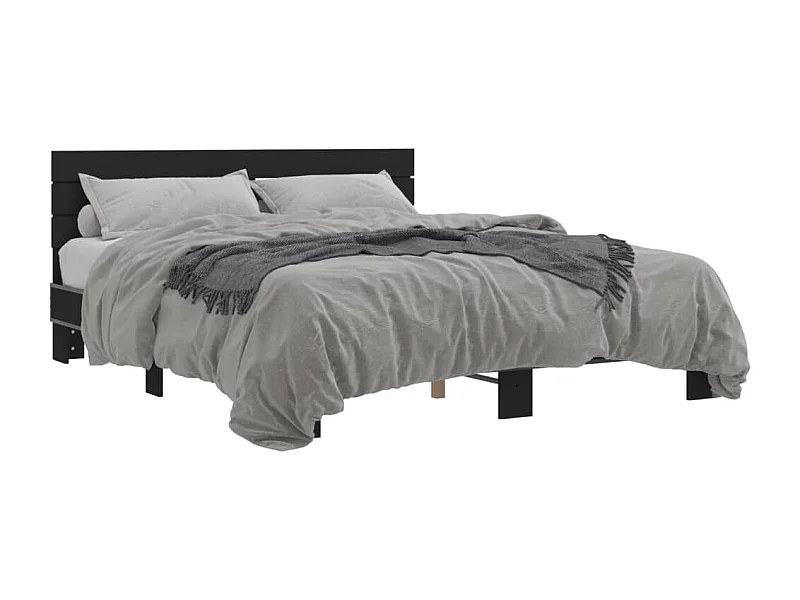 Estructura de cama madera de ingeniería y metal negro 150x200cm