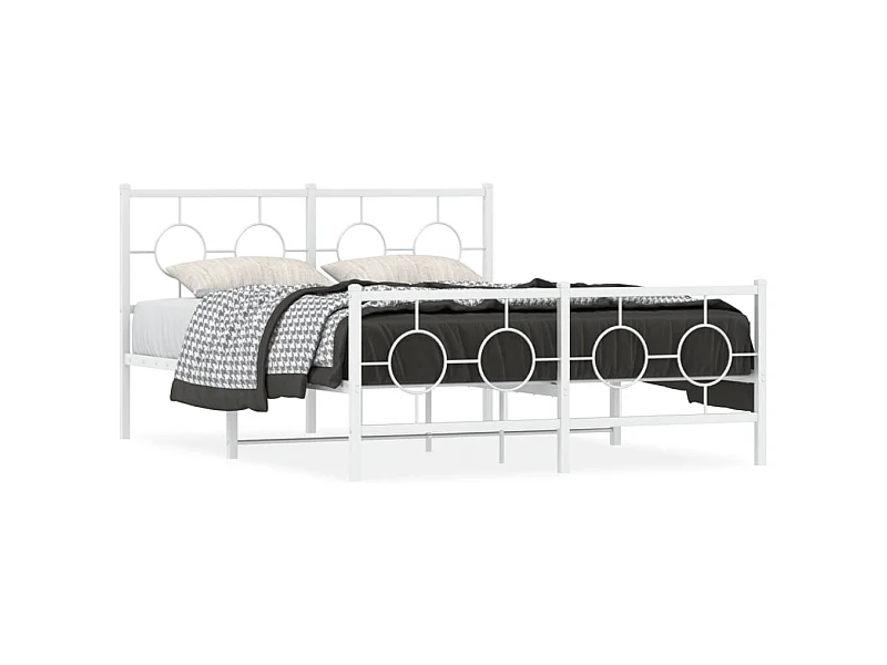 Estrutura de cama com cabeceira e pés 140x190 cm metal branco