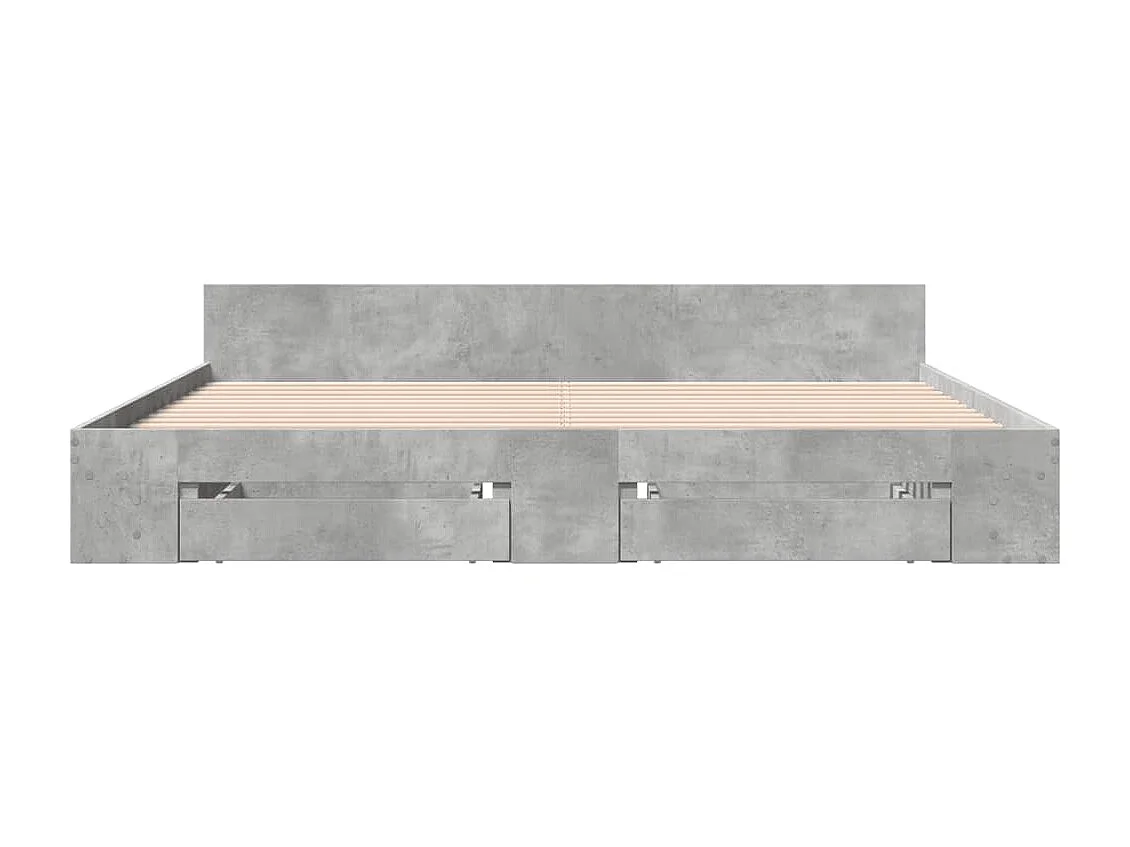 Cama con cajones madera ingeniería gris hormigón 200x200 cm